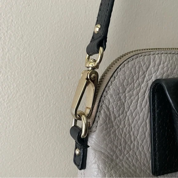 KATE SPADE Two-Tone Black and Grey Leather Medium Handbag with Removable Strap - Picture 6 of 15